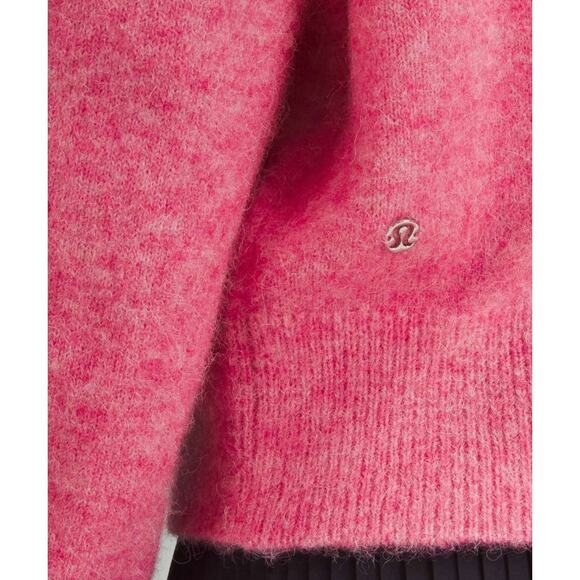 (XL) $148 NWT Lululemon Alpaca Wool-Blend Cardigan Sweater Heathered Chroma Pink - Picture 3 of 9